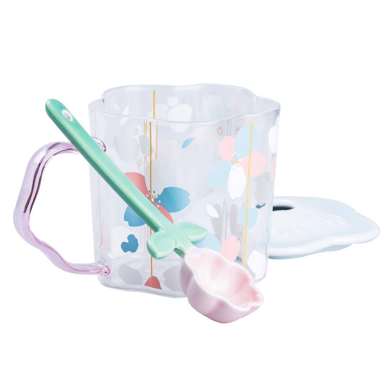 Чашка стеклянная с ложкой и крышкой Lighthouse 500 мл Голубой (LG-20142) - фото 4 Чашка стеклянная с ложкой и крышкой Lighthouse 500 мл Голубой (LG-20142) - фото 4