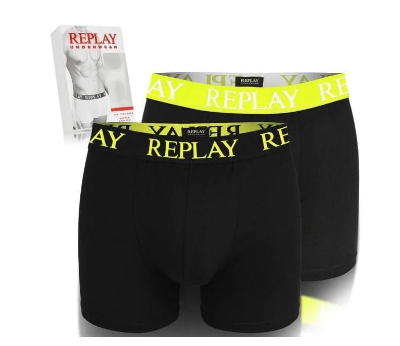 Трусы-боксеры мужские анатомические Replay 2 шт. L Черный/Желтый (555646) - фото 2