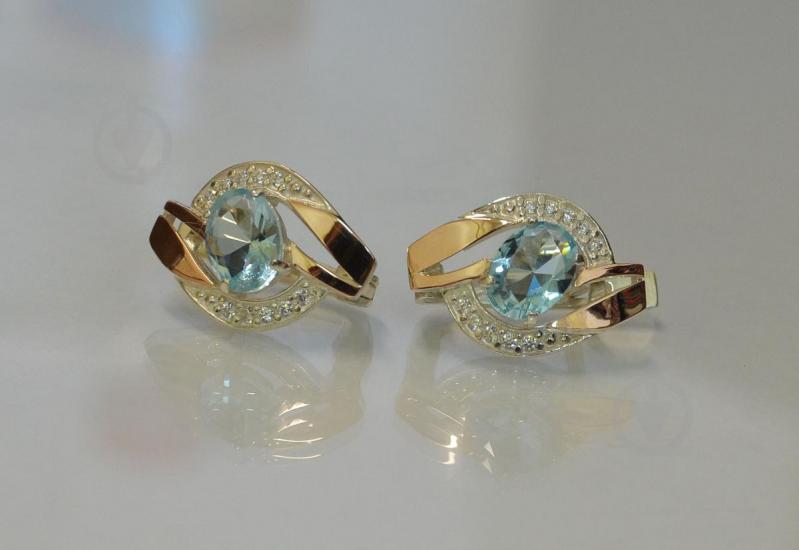 Серебряные серьги Sil 090s-9 Голубой (Sil-979)