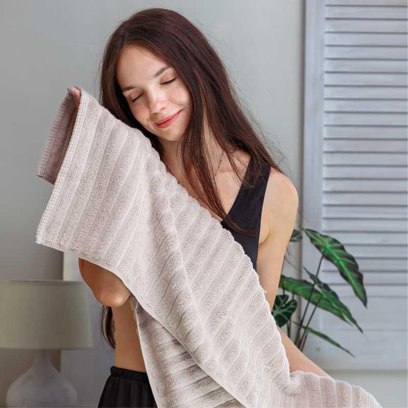 Набір рушників для ванної Lovely Svi Oxford Stripe жаккард 2 шт. 70х140/50х90 см Сіро-бежевий (351124) - фото 2