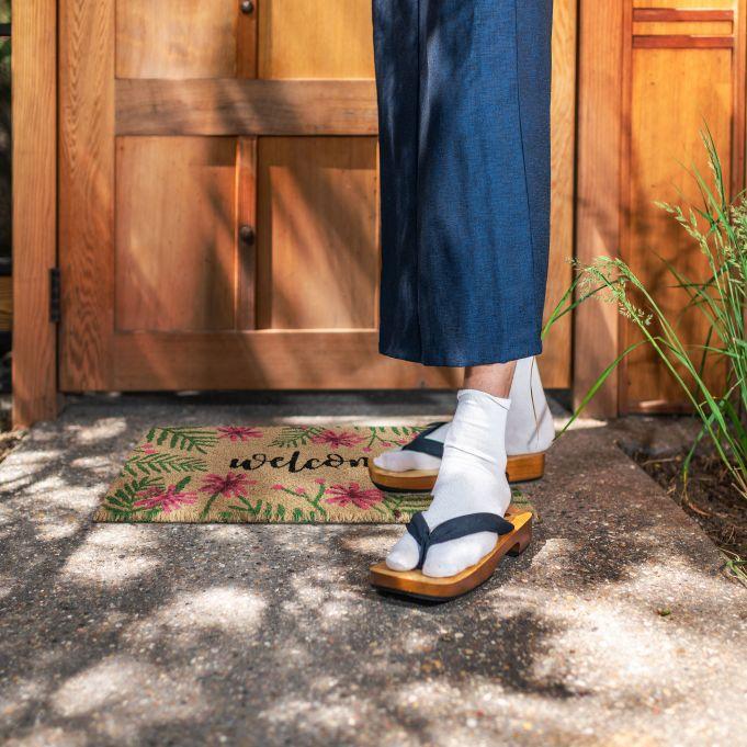 Коврик для обуви с цветочным мотивом Relaxdays кокосовое волокно противоскользящий ПВХ для дома 60x40 см - фото 5