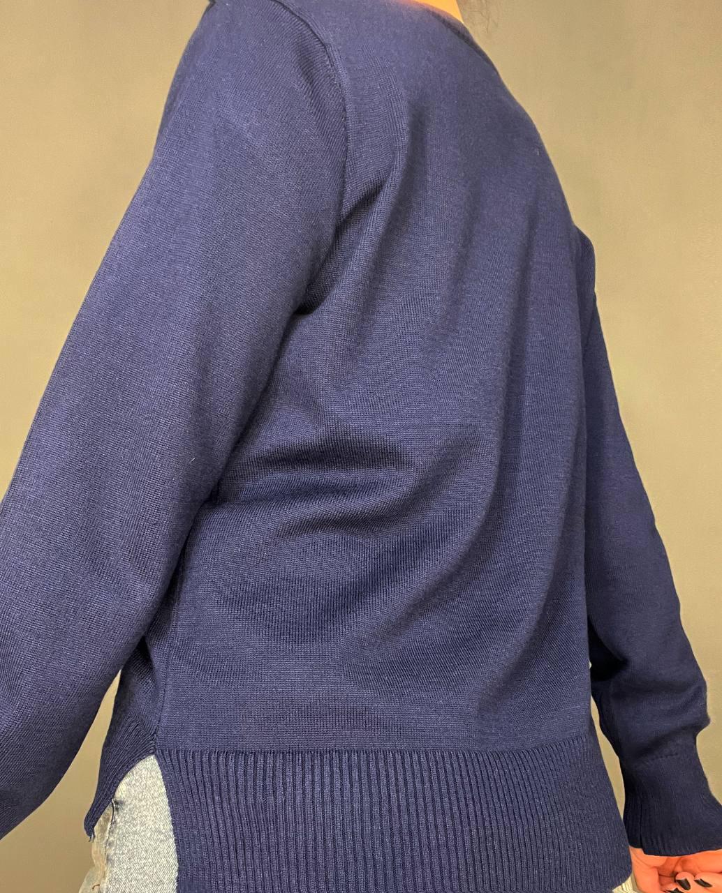 Светр жіночий A-N 2609 базовий тонкий Ведмедик середня довжина OS Червоний/Темно-синій (3737) - фото 5