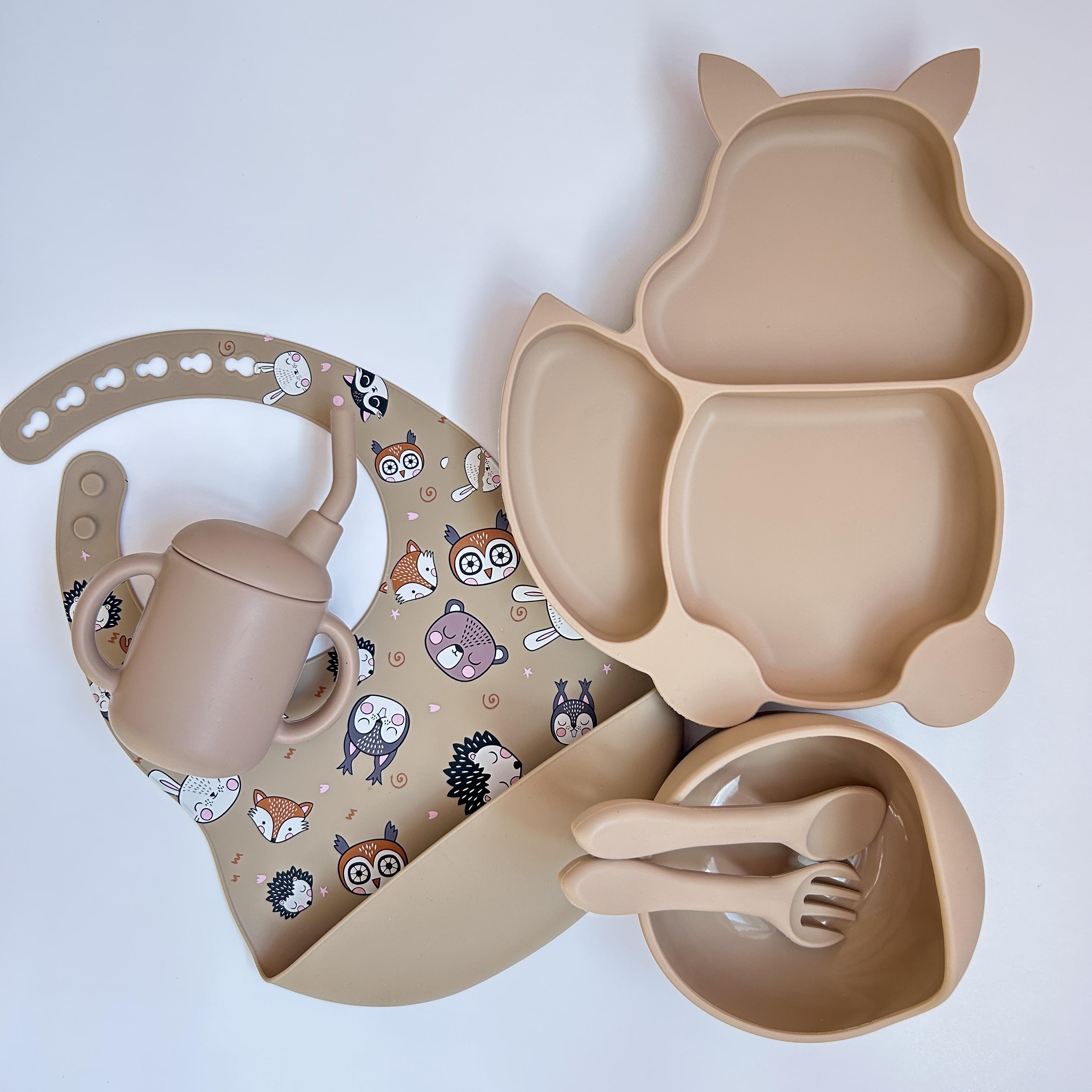 Дитячий набір посуду SQPR img_e5525 із силікону принт Білка (Y15) - фото 1
