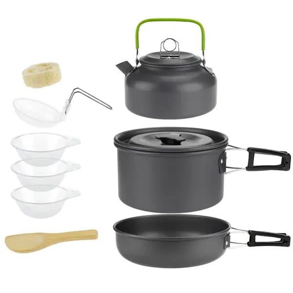 Туристический набор посуды Cooking Set DS-308 алюминиевый чайник/кастрюля/сковорода (2806)