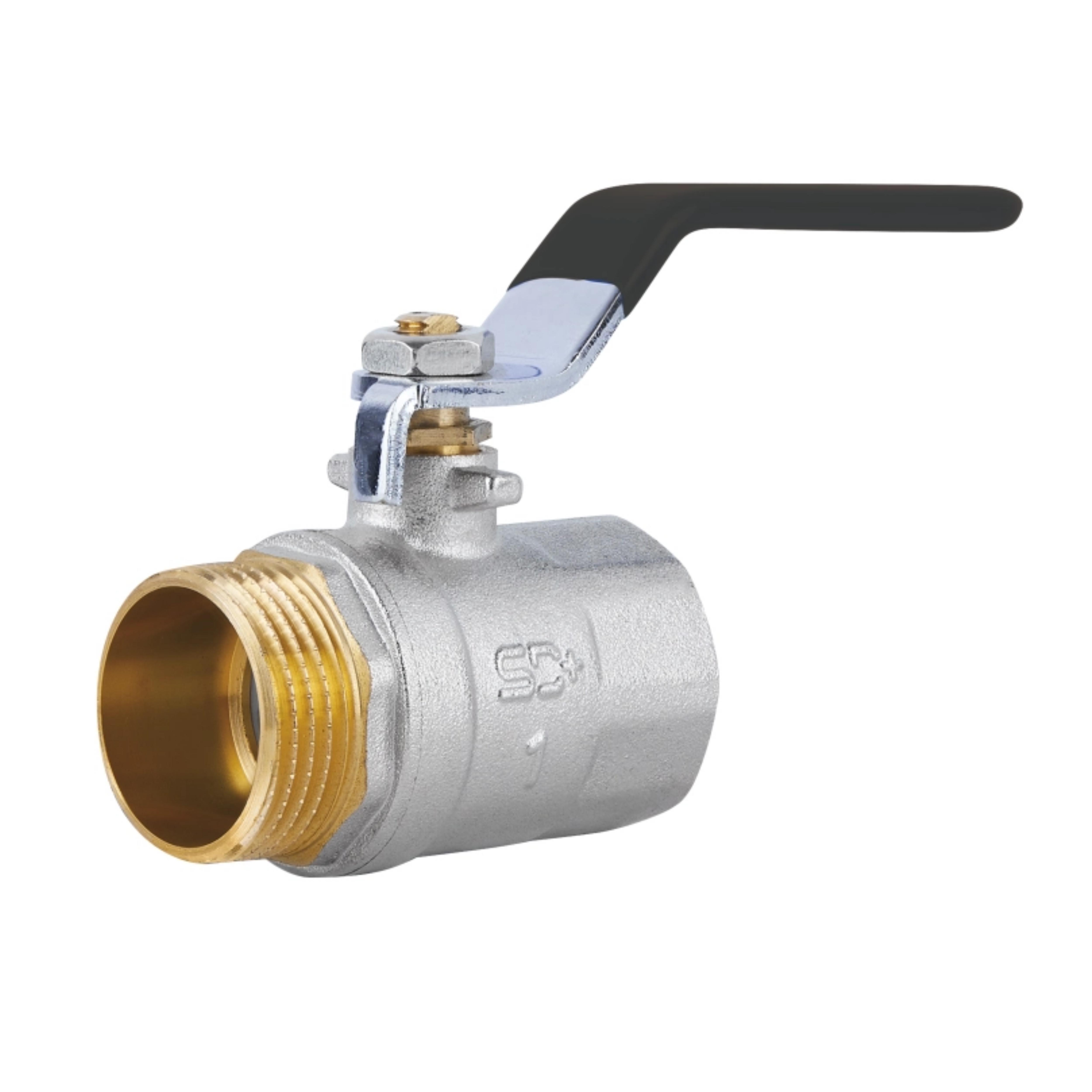 Кран шаровой Thermo Alliance Base 1"ВЗ прямой латунный никелированный рычаг PN40 (SD605W25)