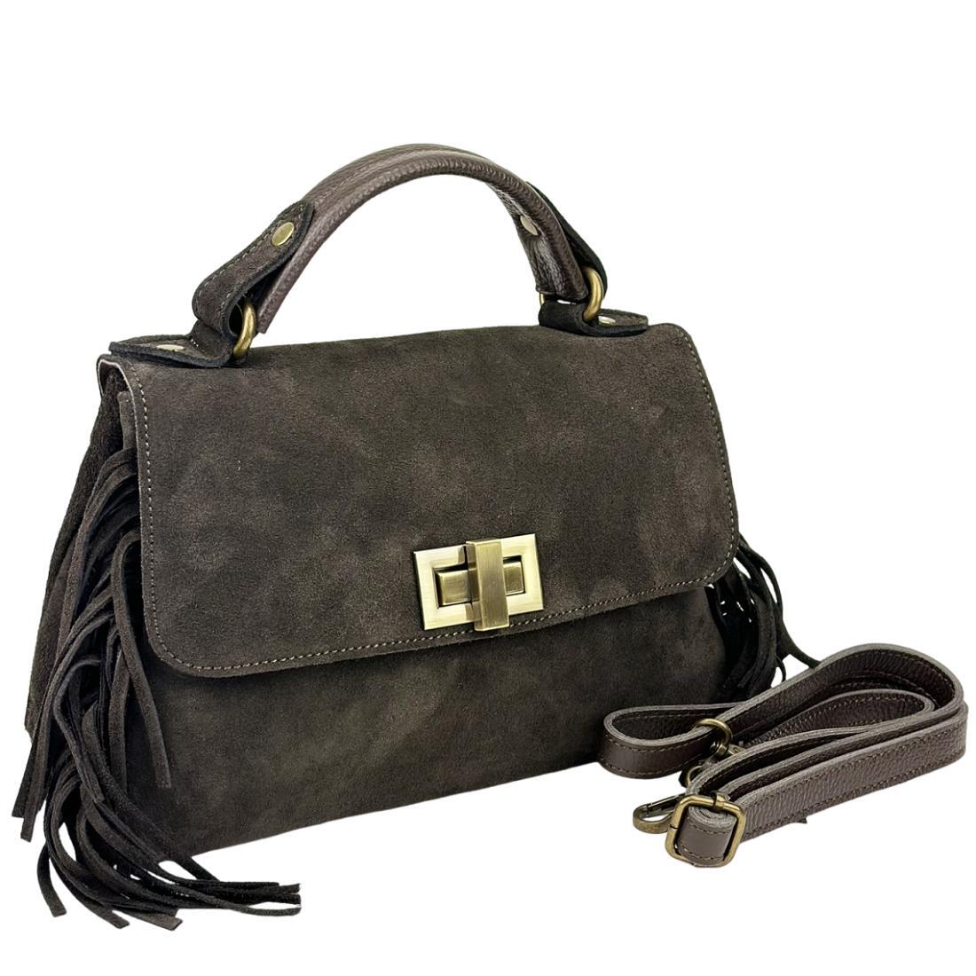 Жіноча сумка крос-боді Royal Bag F-IT-7858DB замшеве з бахромою Шоколадний (8158) - фото 4 Жіноча сумка крос-боді Royal Bag F-IT-7858DB замшеве з бахромою Шоколадний (8158) - фото 4