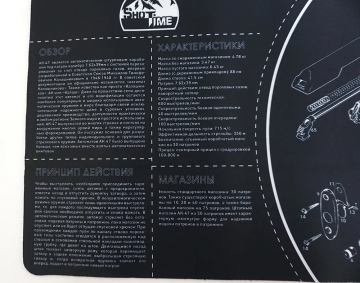 Коврик ClefersTac для чистки АК47 со схемой (5002277) - фото 4 Коврик ClefersTac для чистки АК47 со схемой (5002277) - фото 4