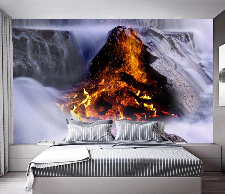 Фотообои флизелиновые для спальни/зала/кухни моющиеся Огненная трещина