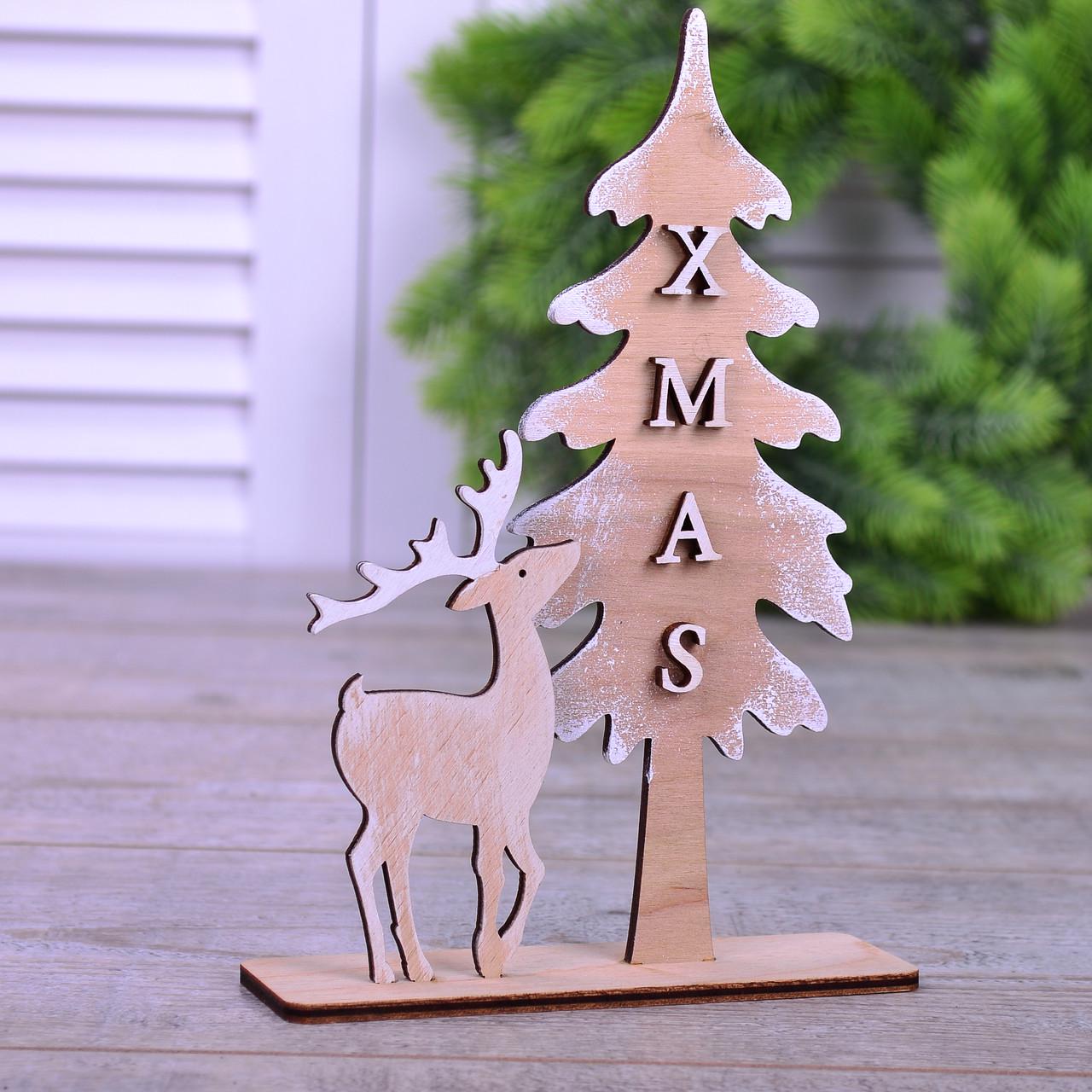 Деревянная статуэтка Xmas Олень с елкой (4614)