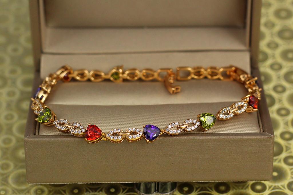 Браслет Xuping Jewelry Праздник с темными камнями 19 см x 5 мм Золотистый