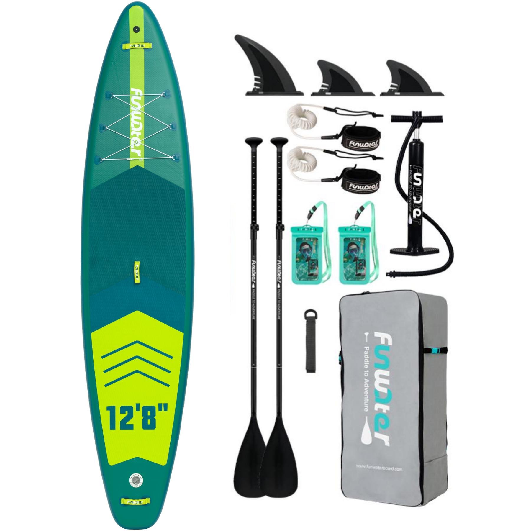 SUP-доска надувная Funwater двухместная 12,6" 11в1 385x85x15 см Green (SUP41A)