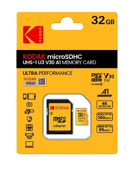 Карта памяти Kodak MicroSD 32Gb U3 A1 class 10/адаптер SD Карта памяти Kodak MicroSD 32Gb U3 A1 class 10/адаптер SD