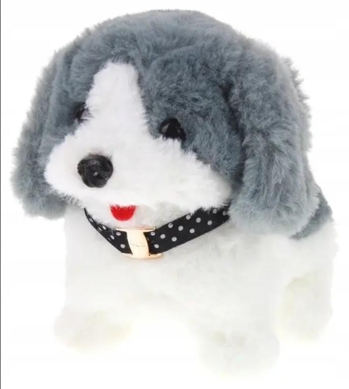 Собачка на поводке Bambi лает/ходит/машет хвостом Серый с белым (8832-8)