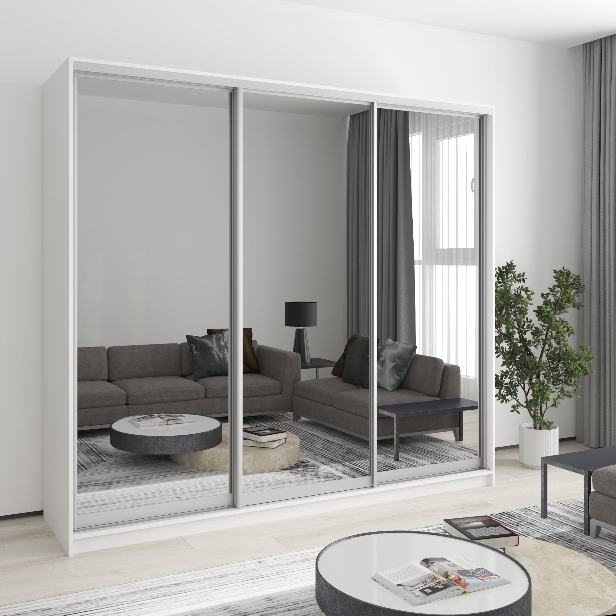 Шкаф-купе трехдверный Mebel Star Комбо AL MBS-3243 230х45х210 см Аляска белый (1004413)