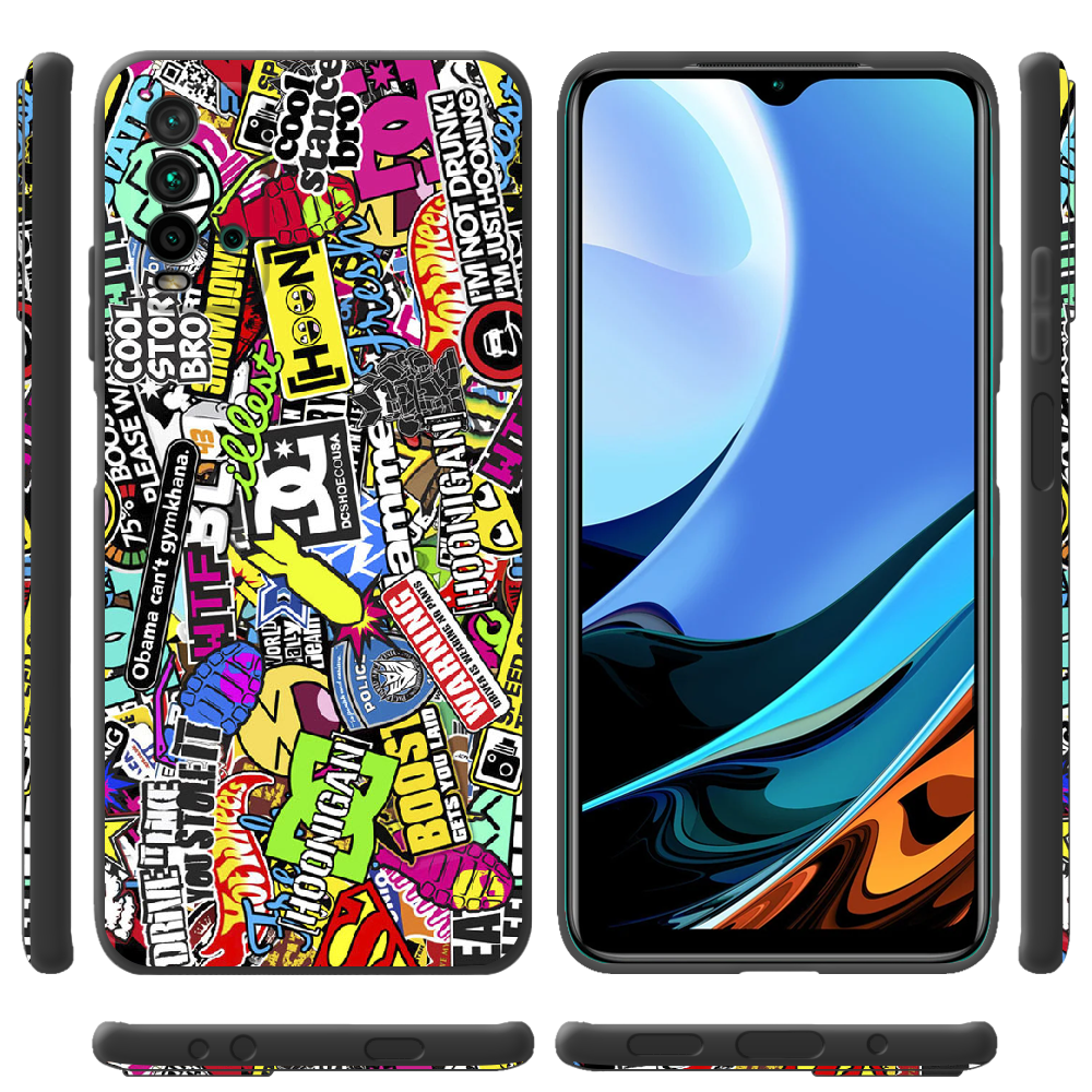 Чохол BoxFace Xiaomi Redmi 9T Multicolored Inscriptions Чорний силікон (41685-up880-42106) - фото 2