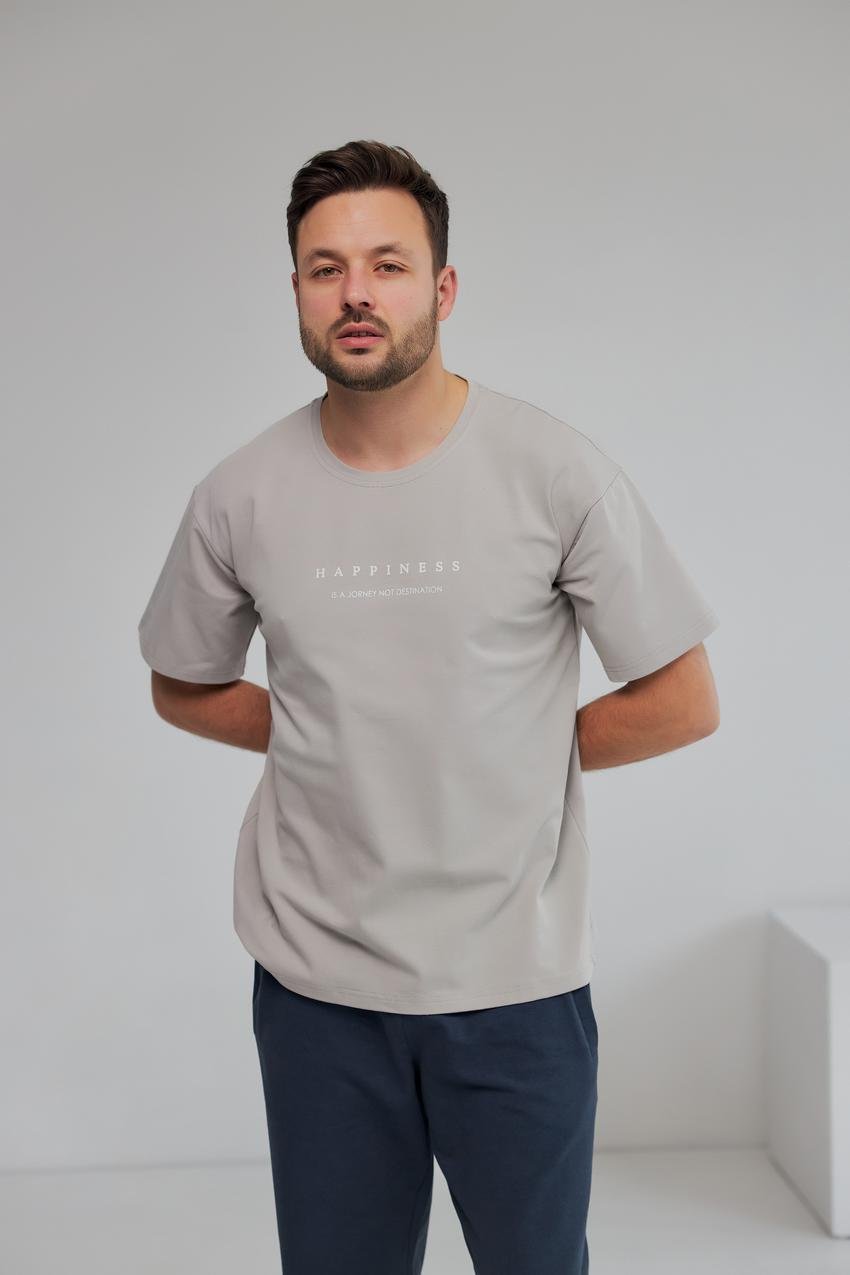 Футболка мужская Happines М130.7 oversize L Светло-серый (807-1-62)