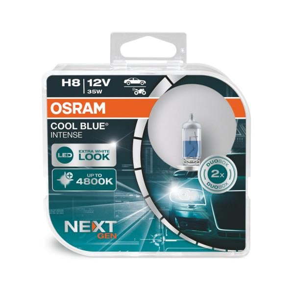 Комплект галогенових ламп Osram H8 12 V 35W PGJ19-1 Cool Blue Intense Next Gen +100%