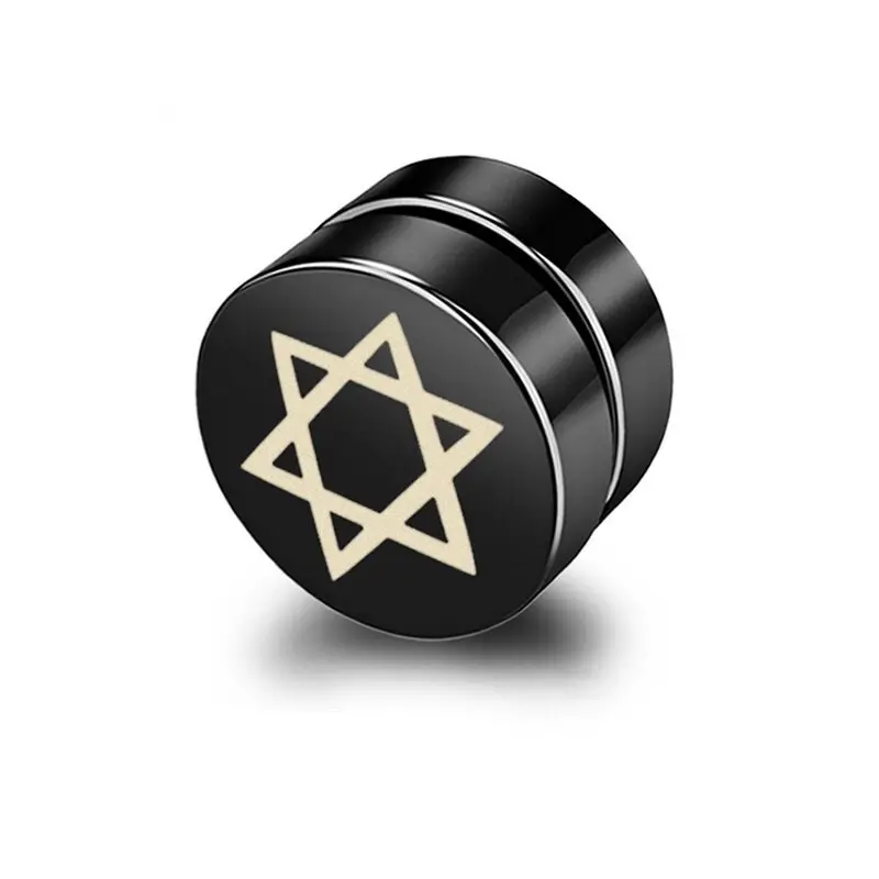 Сережки магнітні кліпси шестигранна зірка Давида чоловічі на одне вухо (1280504805)