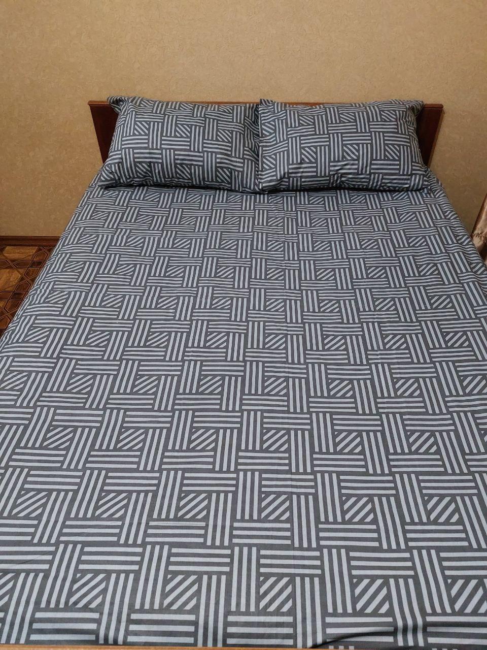 Простирадло на резинці бязь 200х160х20 з наволочками 2х70х70 см Сірий (Д-les-rezinka-002-03 70х70)