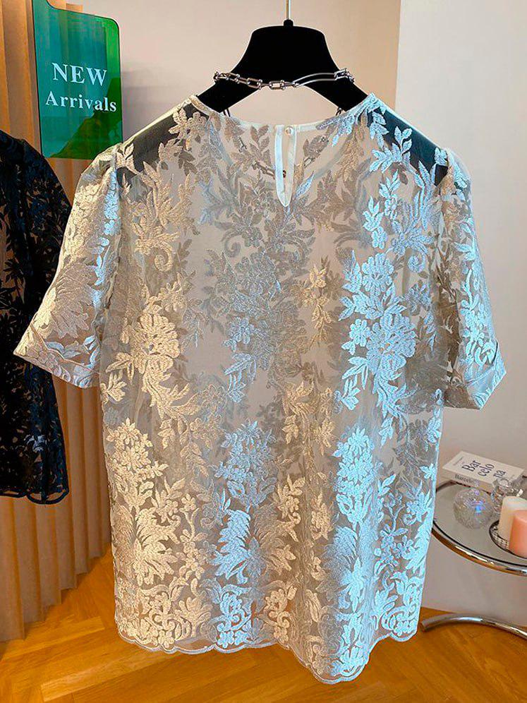 Блуза жіноча ажурна р. 48 Бежевий (NT-211-48) - фото 9