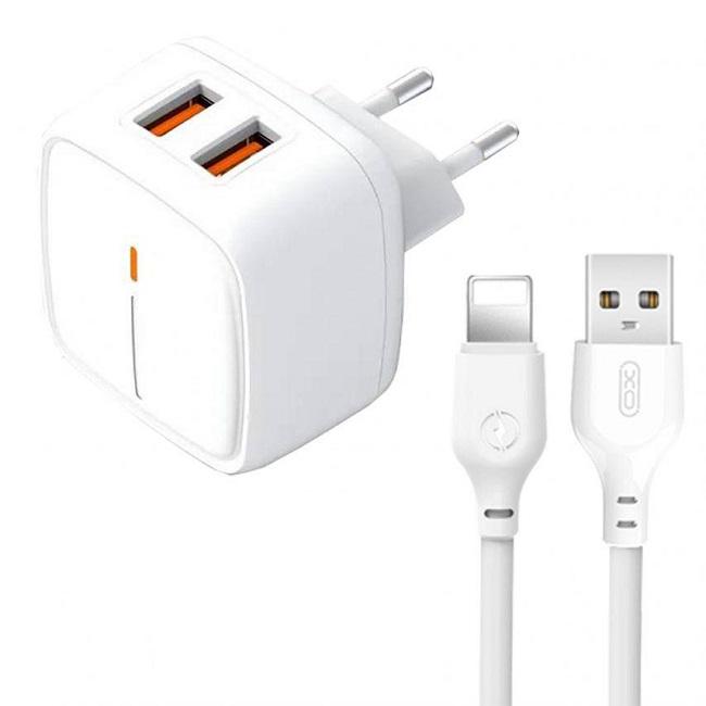 Зарядное устройство Xo L61 2xUSB 2,4A Lightning White - фото 1