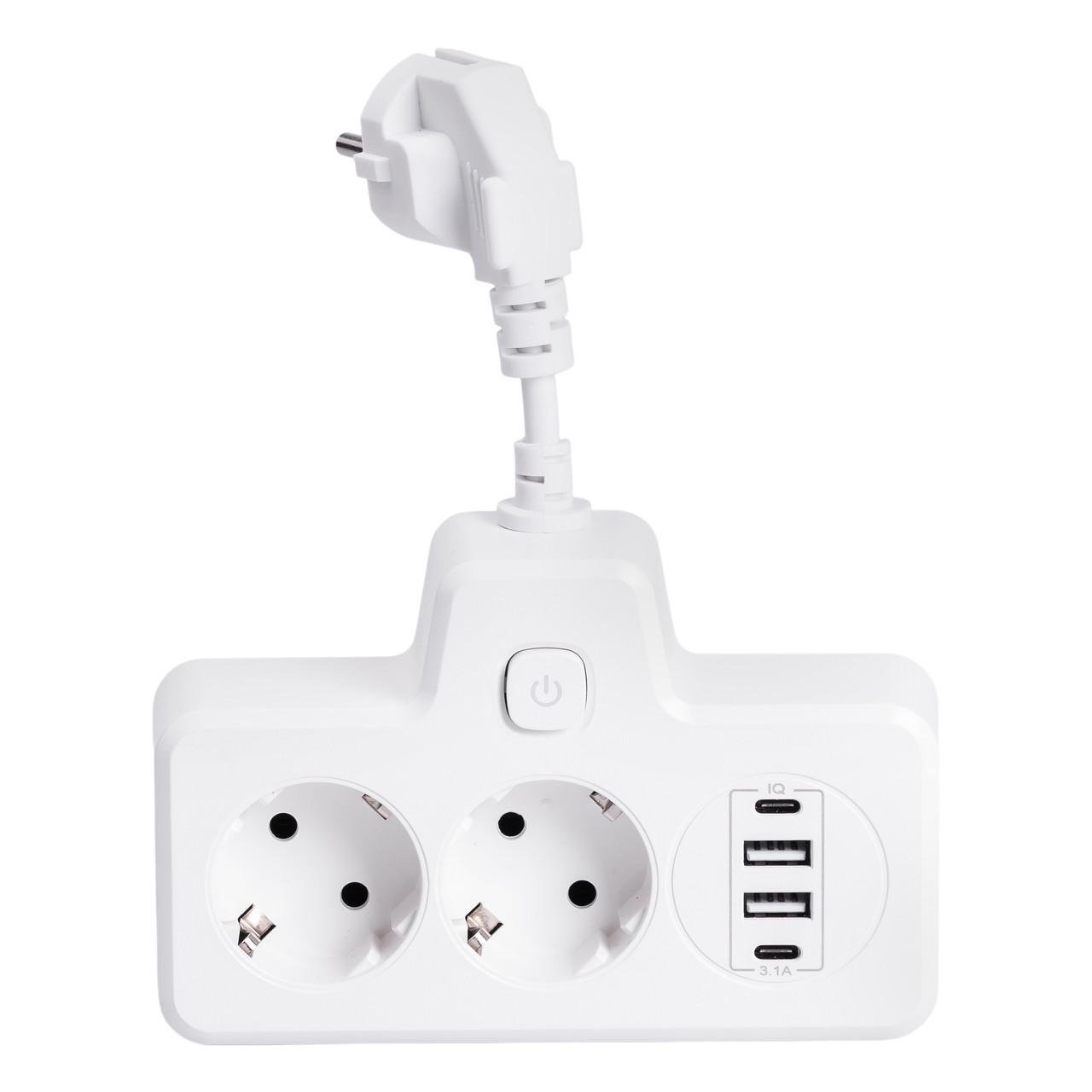 Фільтр мережевий HP-5-17 на 2 євро розетки з 2 USB та 2 Type-C Білий (A-034378)