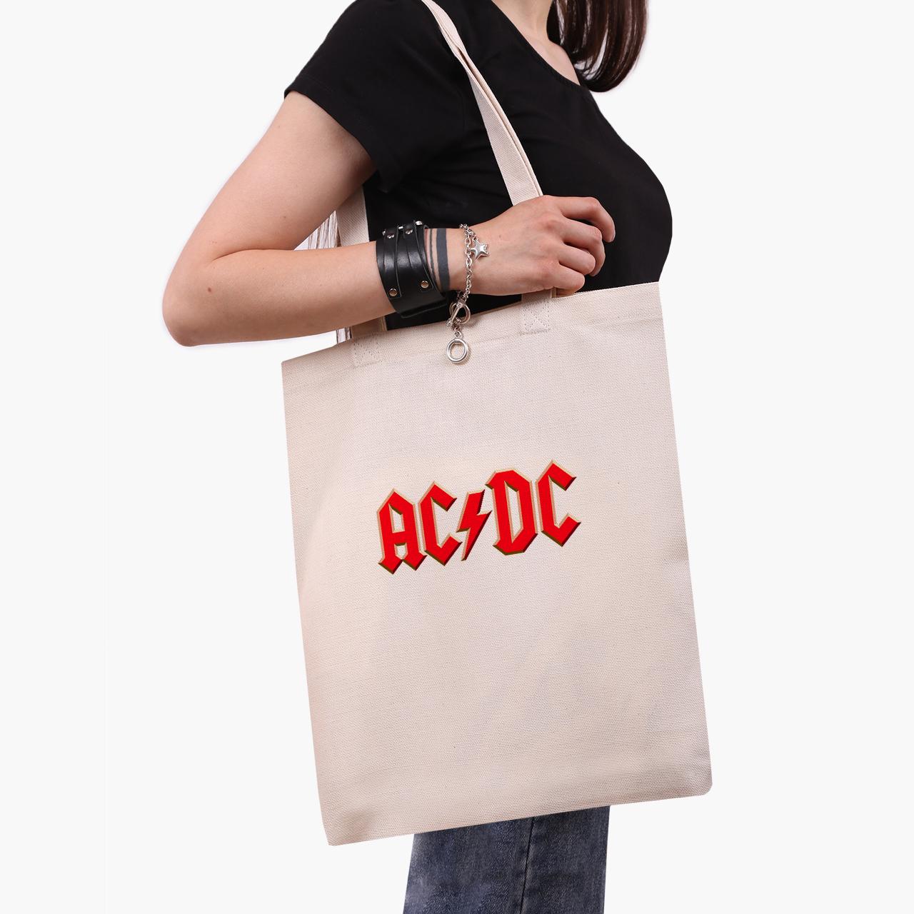 Эко сумка шоппер AC/DC 41x35 см Бежевый (9227-1980-WT)