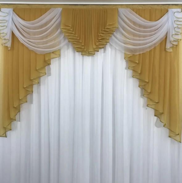 Ламбрекен на карниз Фиалка шифон 2 м Золотистый (25651074)