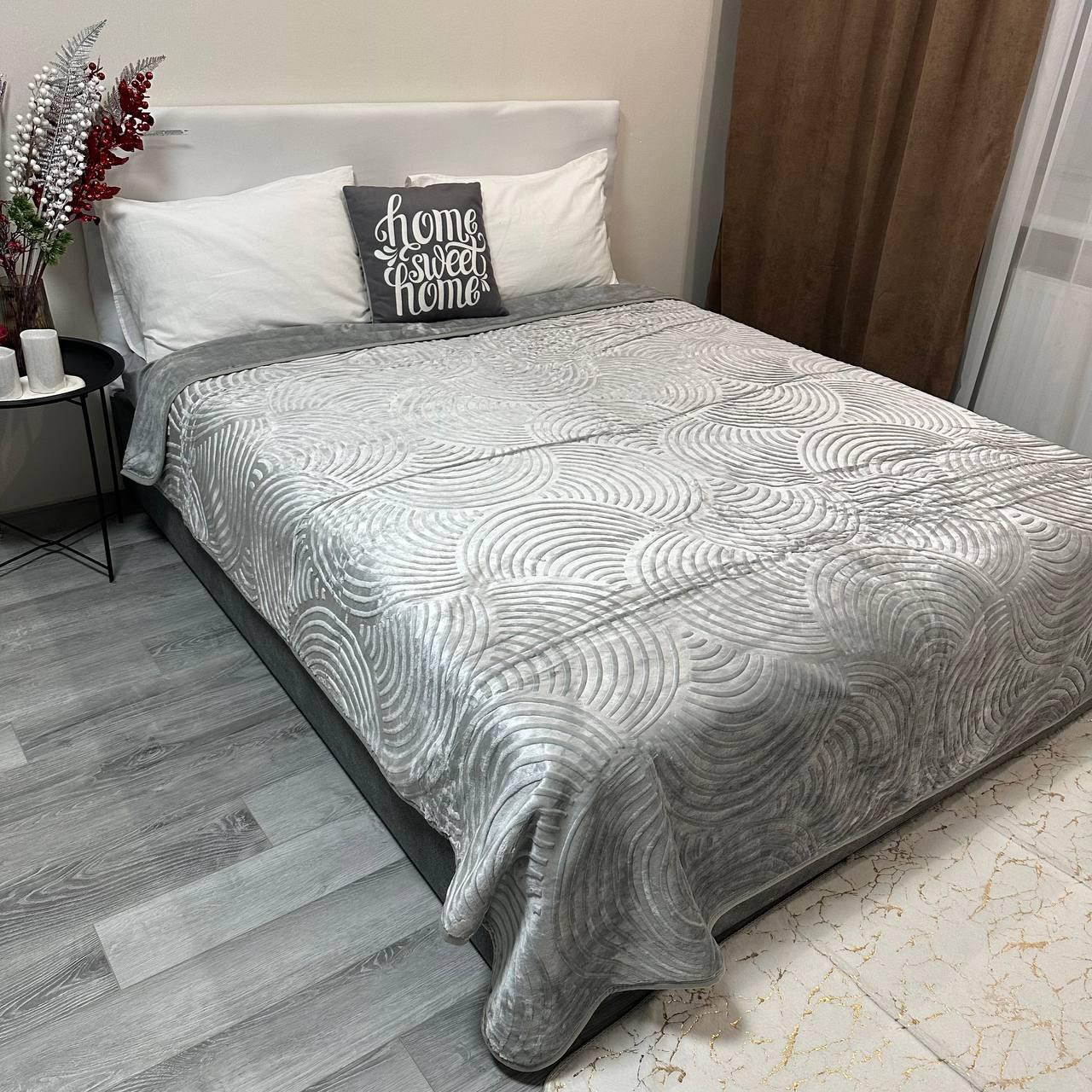 Покрывало на кровать акриловое 200x230 см Серый (P-акрил-17)