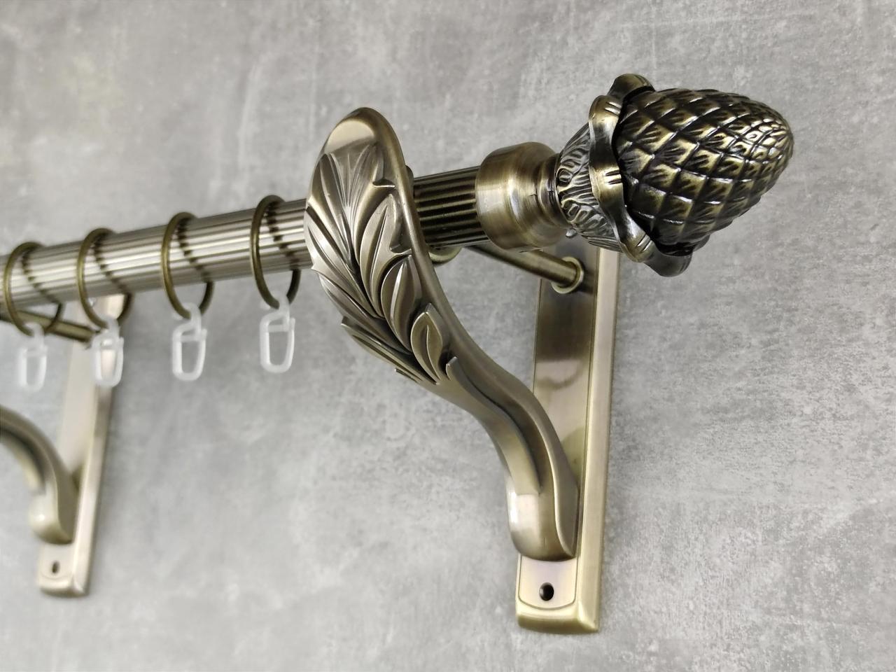 Карниз MStyle металлический для штор однорядный Цынара 25 мм рифленый 200 см Антик (5012250)