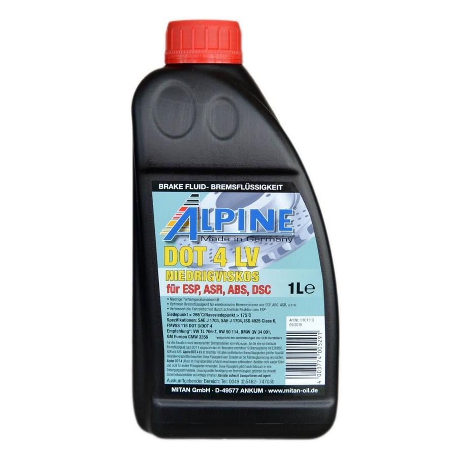 Тормозная жидкость Alpine Brake Fluid DOT 4 LV 1 л (23505) - фото 1