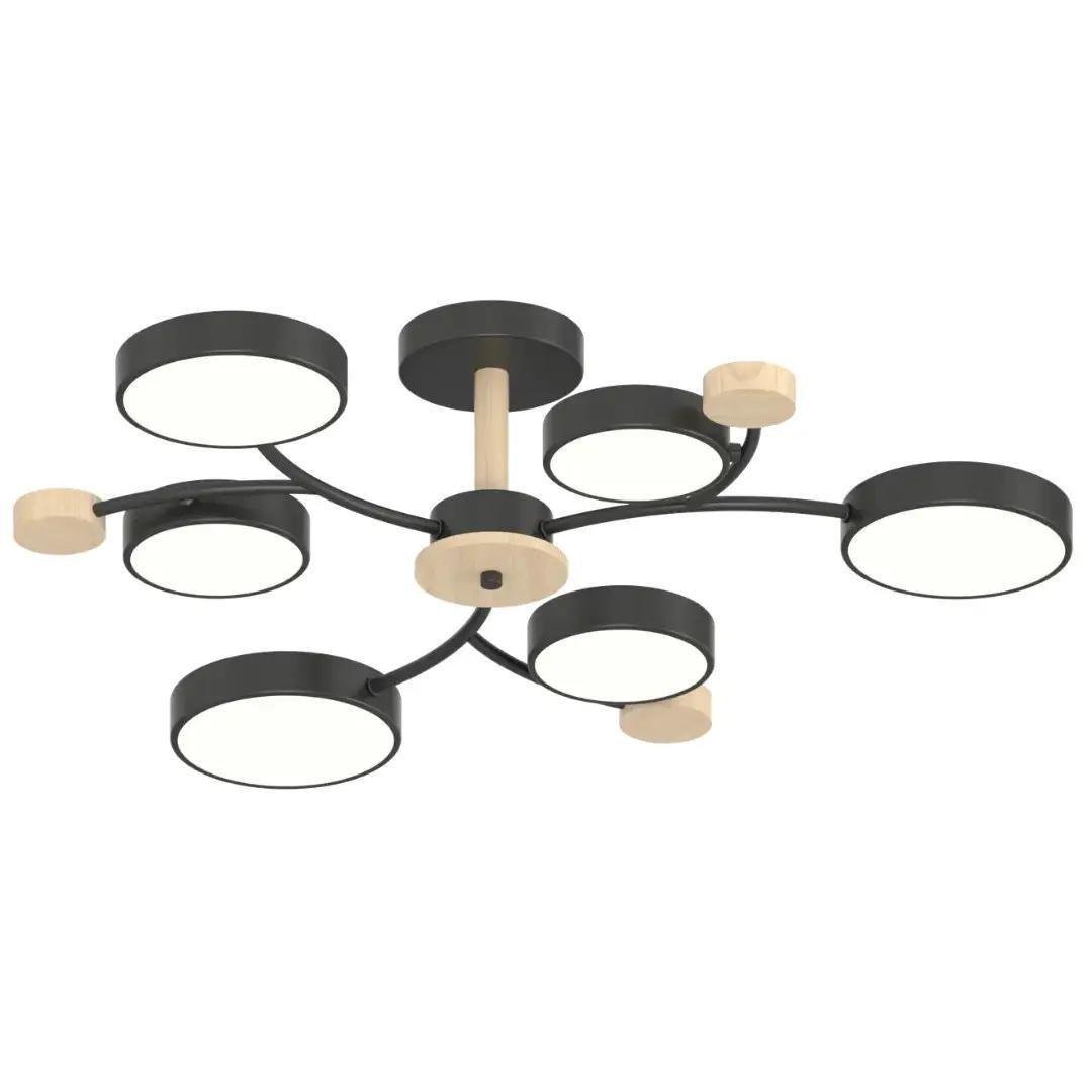 LED-люстра потолочная Valeso V-XI3336-6 BK+Wood 90W (28687440)