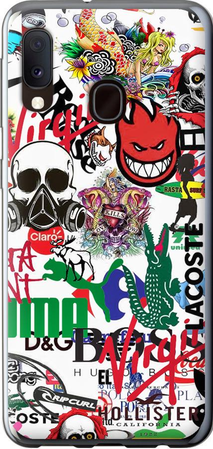Чехол на Samsung Galaxy A20e A202F Many different logos (4022t-1709-42517)