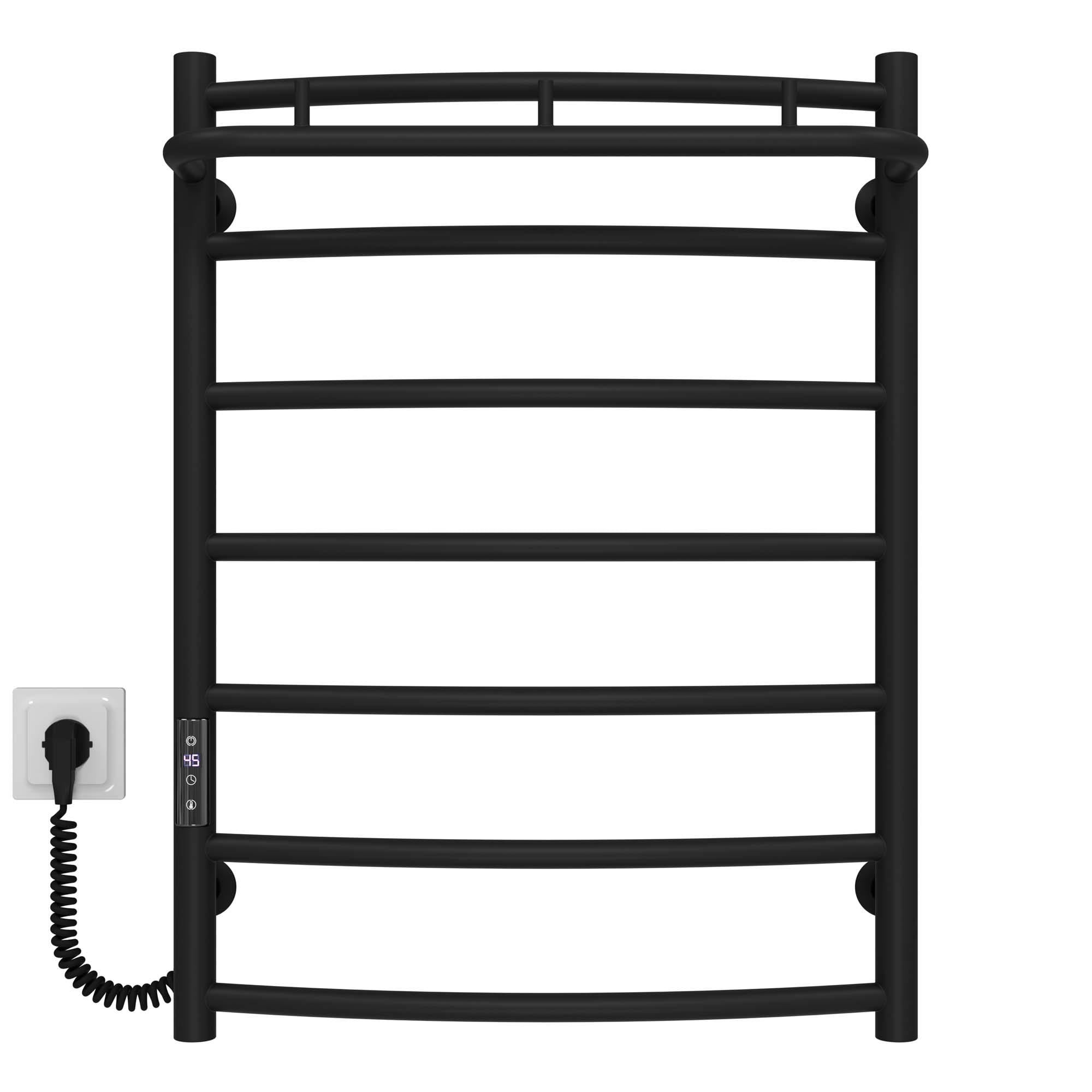 Полотенцесушитель электрический Deffi Классик N П7 JD03 левое подключение нержавеющая сталь 500х700 мм Черный (C.KN.70.50.7.EBL1)