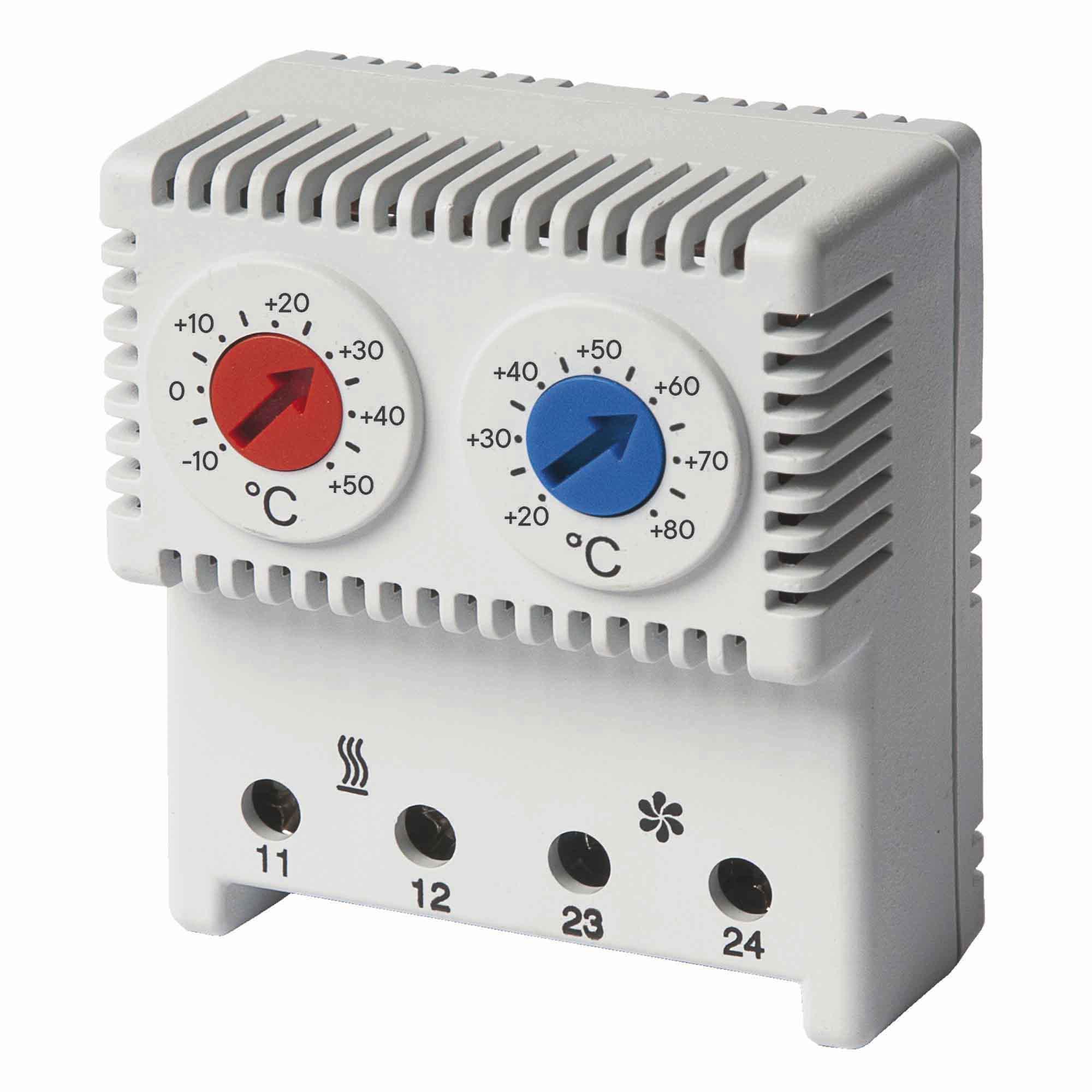 Сдвоенный термостат ДКС Ram klima NC контакт 10-50°C NO/контакт 20-80°C (R5THRV13)
