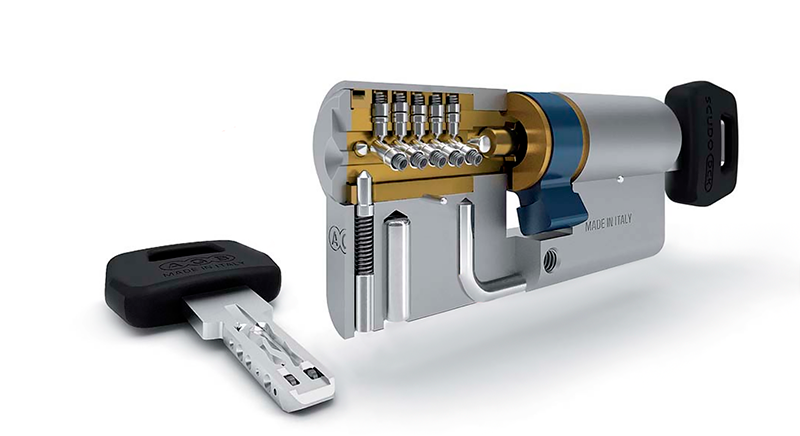 Цилиндр AGB SCUDO DCK 80 мм 40/40Т ключ/тумблер Латунь (С12010.35.35) - фото 2