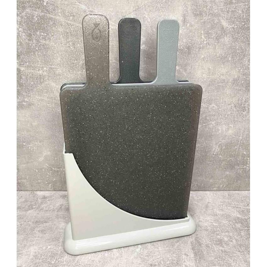 Набор разделочных досок Алена с подставкой 3 шт. Серый (25598635) Набор разделочных досок Алена с подставкой 3 шт. Серый (25598635)