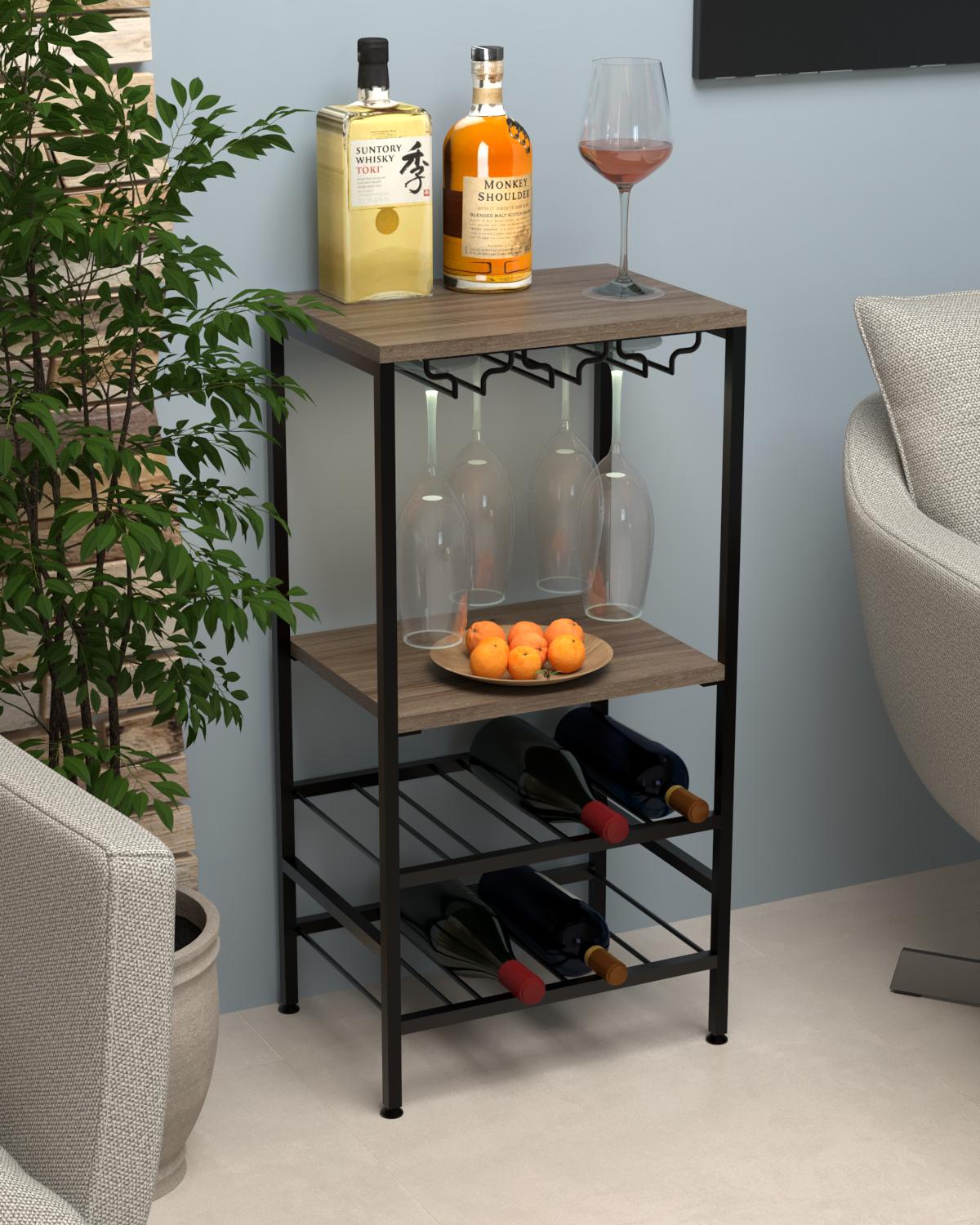 Стеллаж барный EcoLoft Сорренто DSP-1409-4 в стиле лофт Монтеверде (32373843)