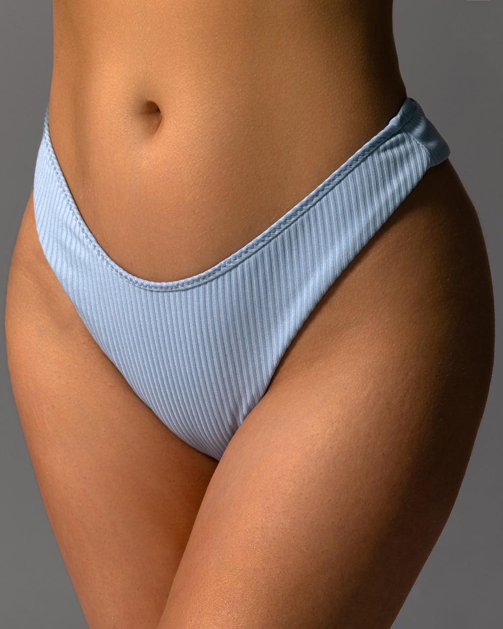 Купальник роздільний жіночий рубчик топ із плавками танга 3XL Блакитний (1873445276) - фото 4