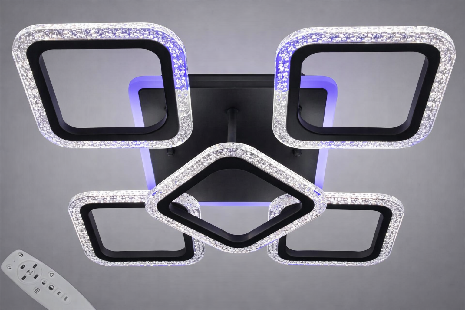Люстра потолочная LED 70W/пульт/диммер Черный (AS8170/4/1BK 3col dim)