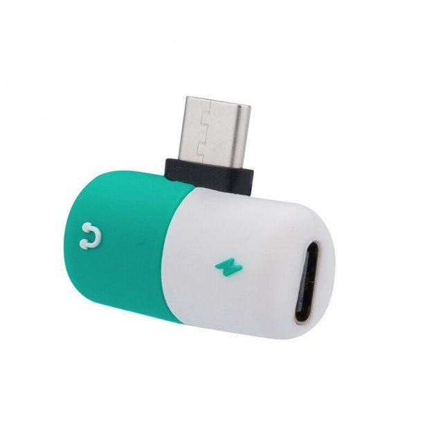 Переходник SUNROZ USB Type C-Dual USB Type C Green/White (A48369)