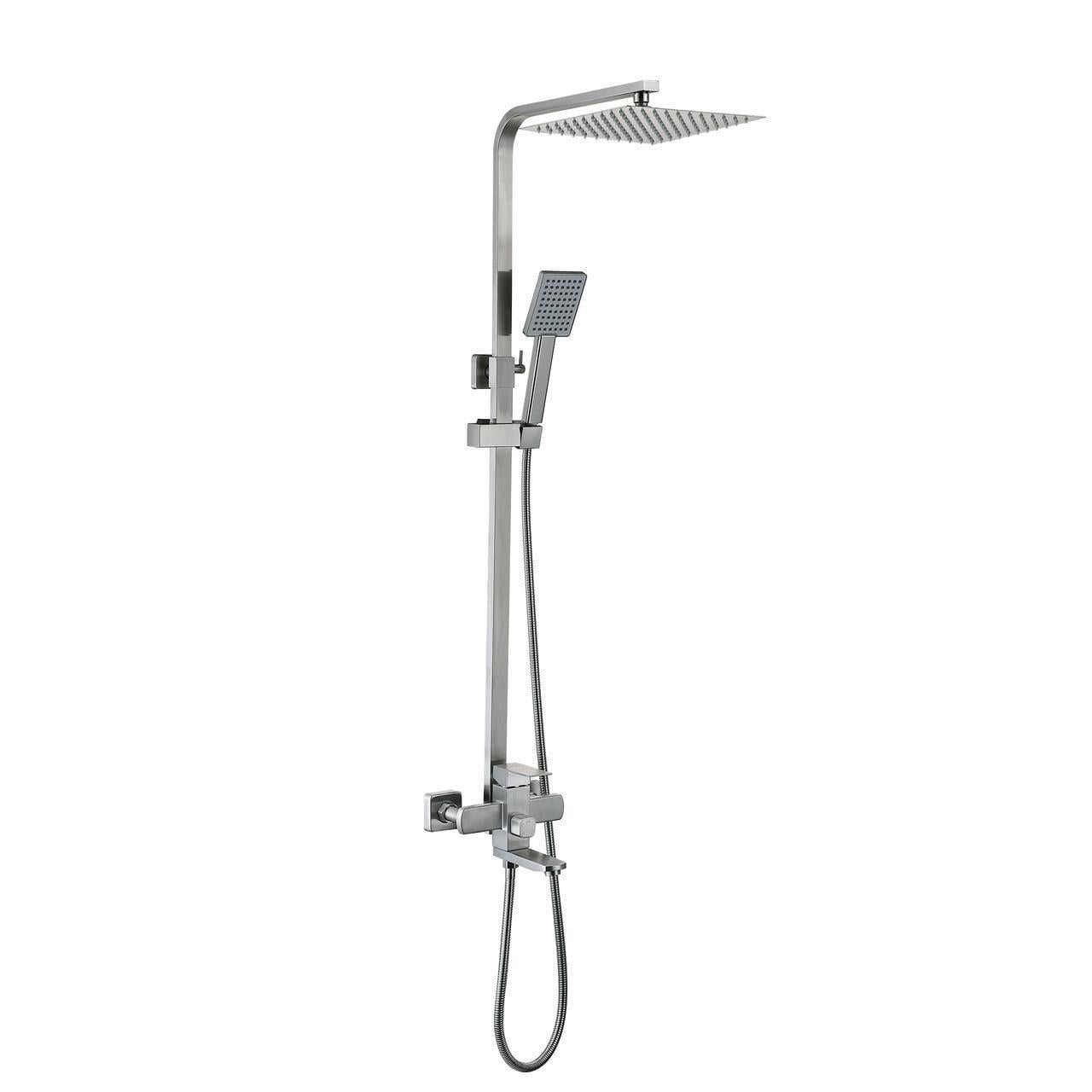 Душевая система универсальная Lidz Kubis 1030 k35 LDKUB1030NKS28538 на 3 потребителя с изливом Nickel (2552207622)