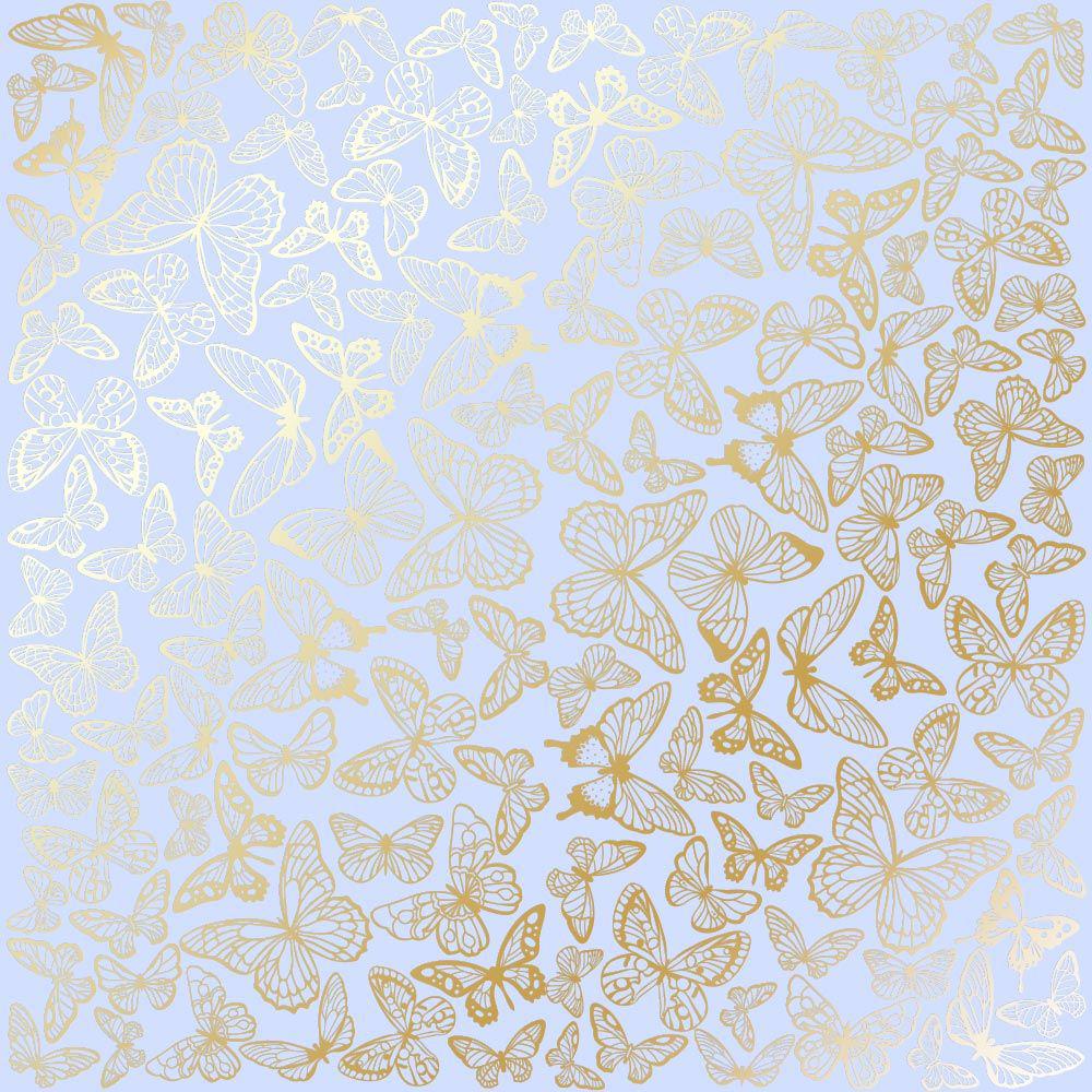 Лист паперу односторонній Golden Butterflies з фольгуванням 30,5х30,5 см Blue