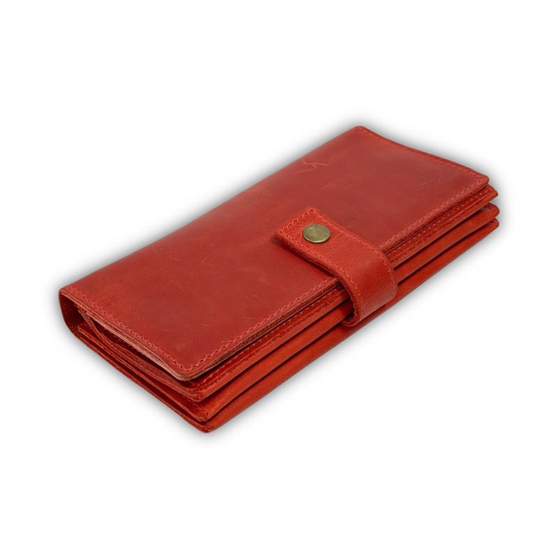 Кошелек на кнопке кожа-крейзи Gorillas Accessories Красный (FR24)