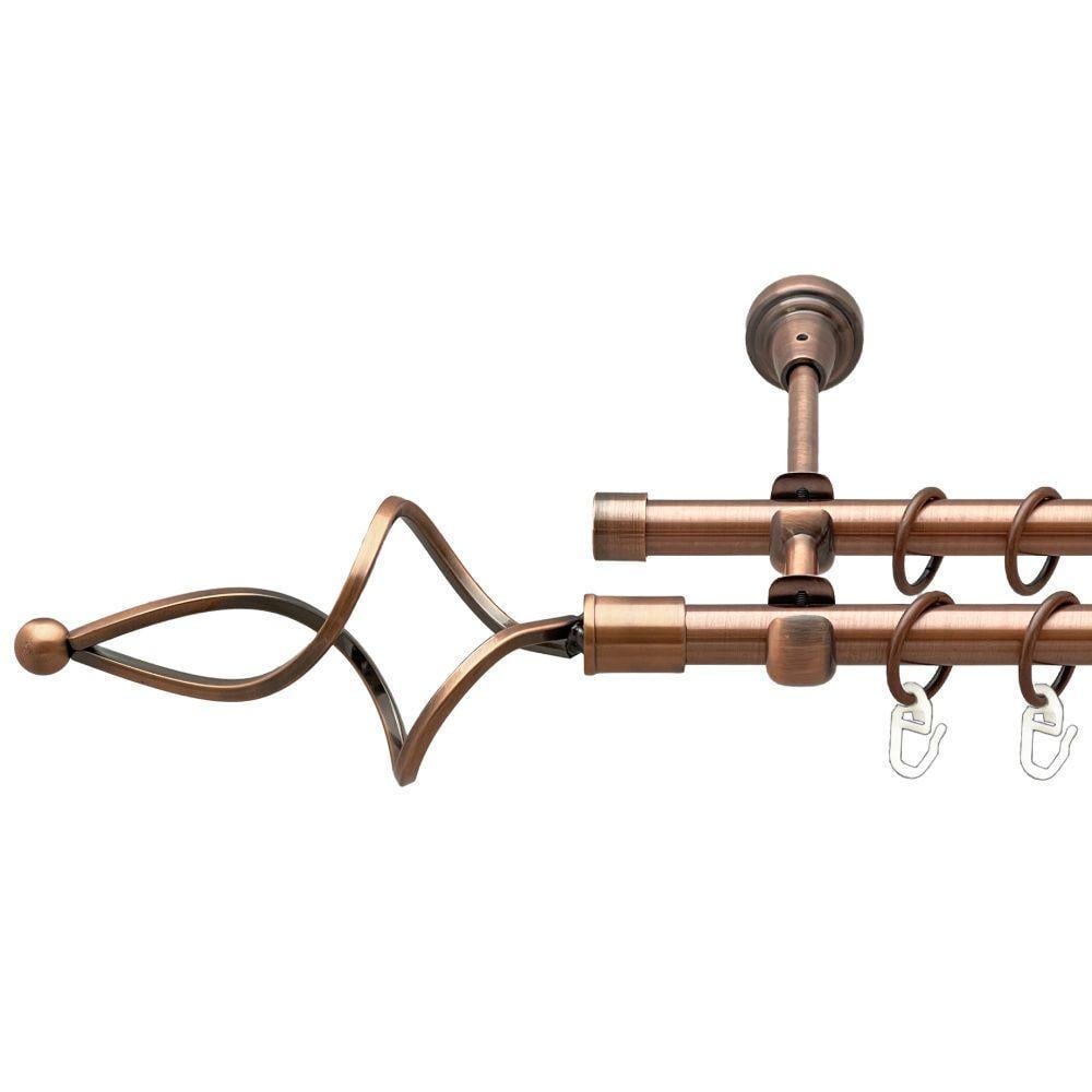 Карниз для штор Orvit Ажур двухрядный гладкий 16/16 мм 300 см Античная медь (00-00020545)