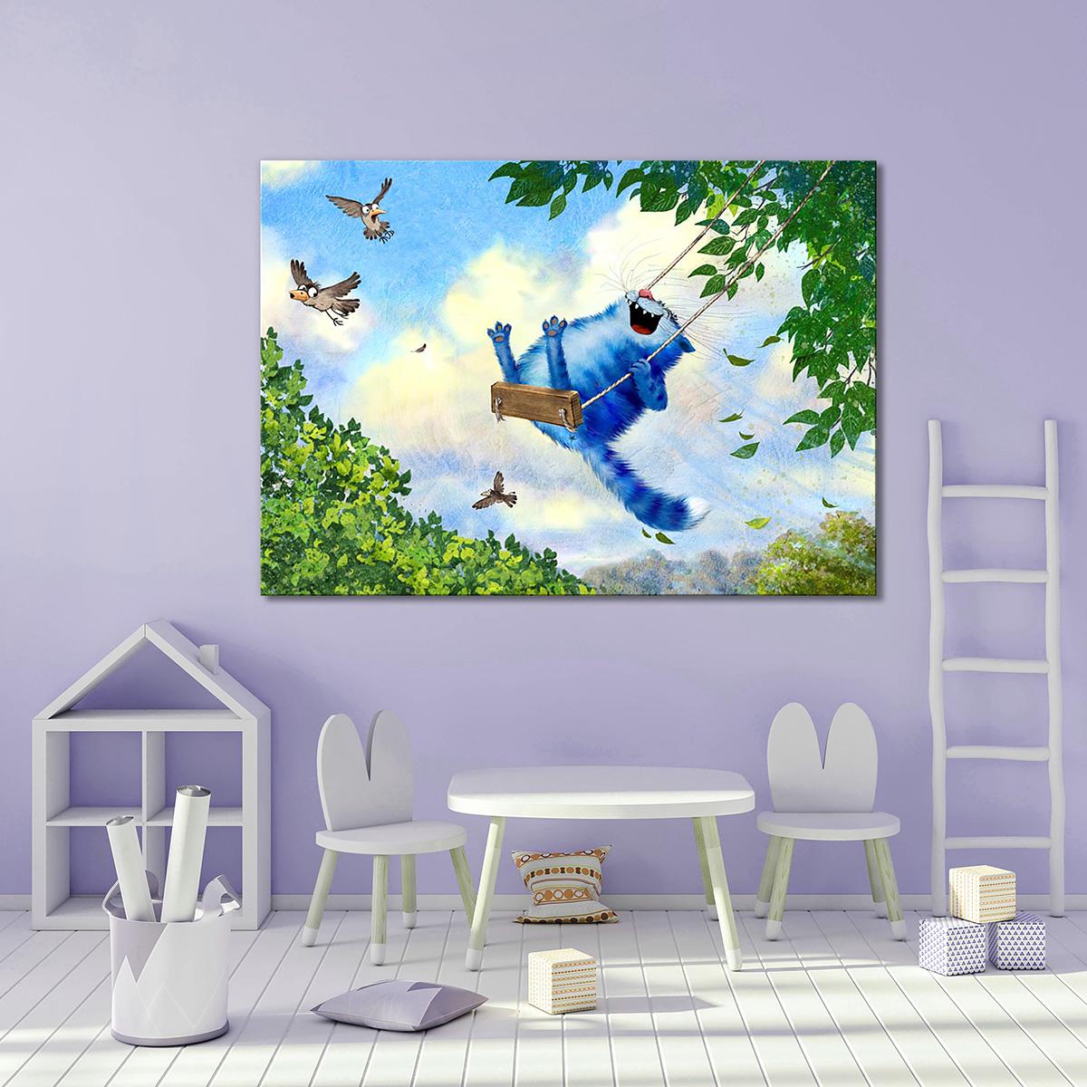 Модульная картина Котячие качели 1 модуль 40х60 см