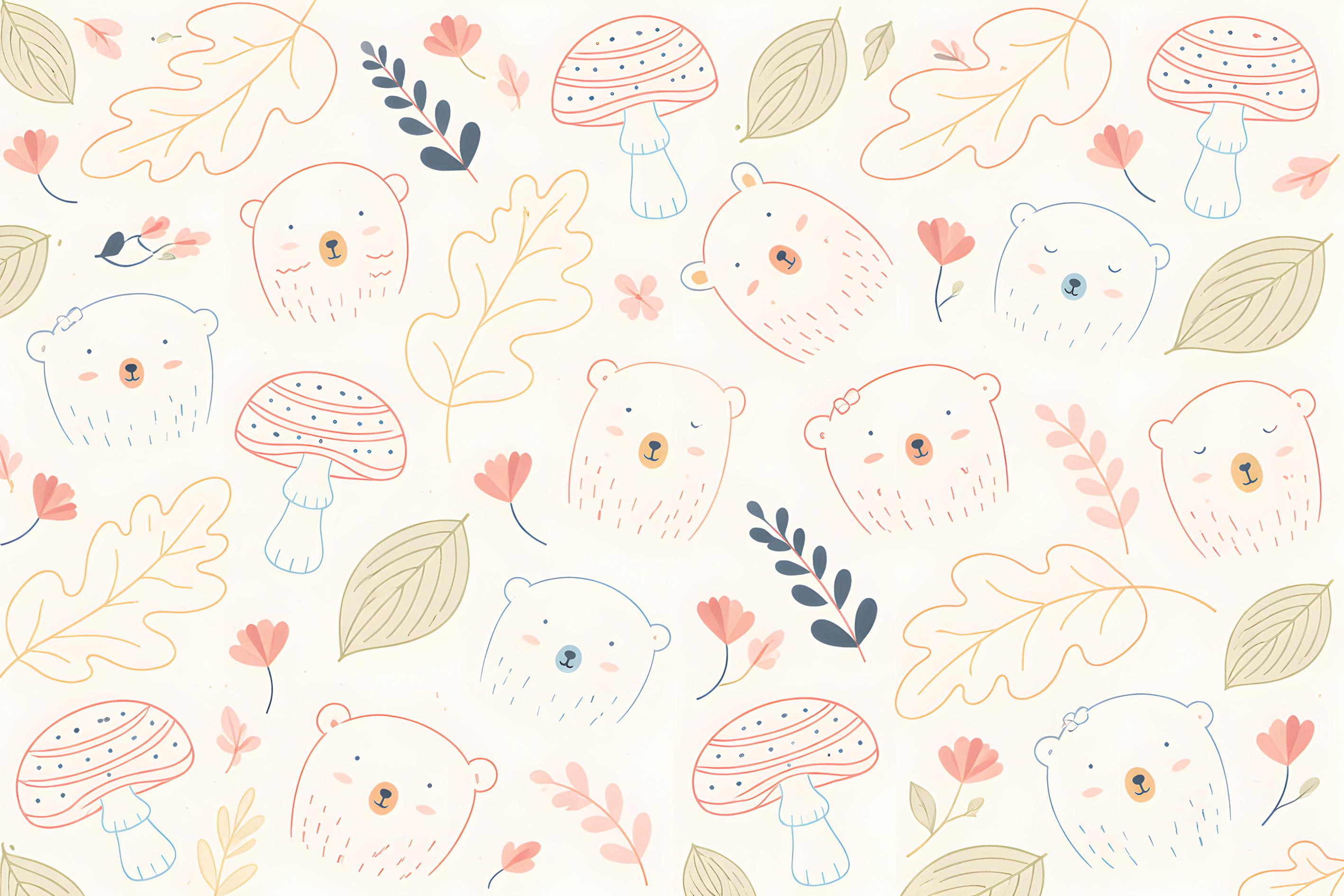 Фотообои флизелиновые Upstream Лесные мишки Нежный принт 285х190 см (S5KID-104/4)