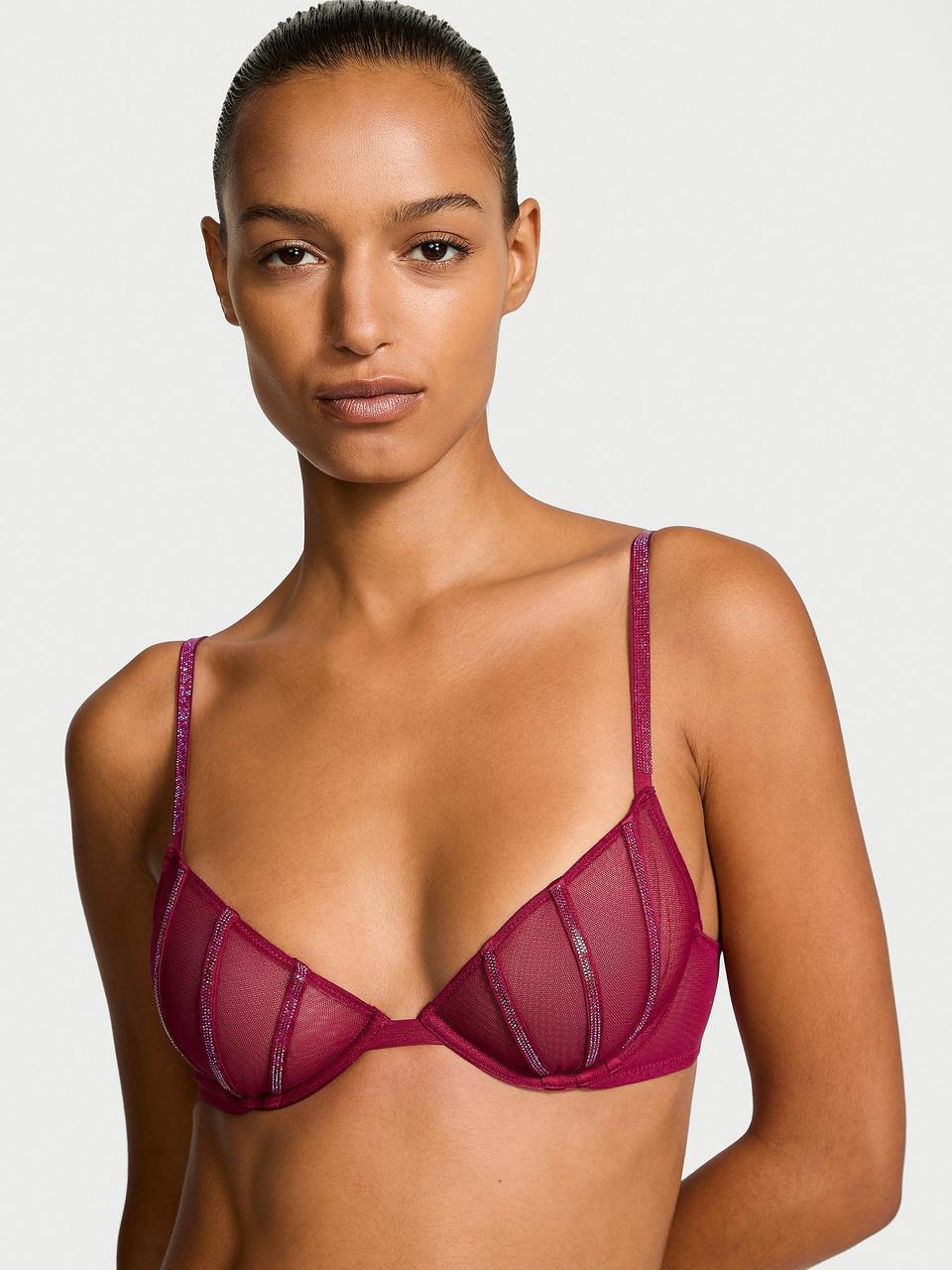 Бюстгальтер Victoria's Secret со стразами Sheer Shine 70B Бордовый (199243997675)