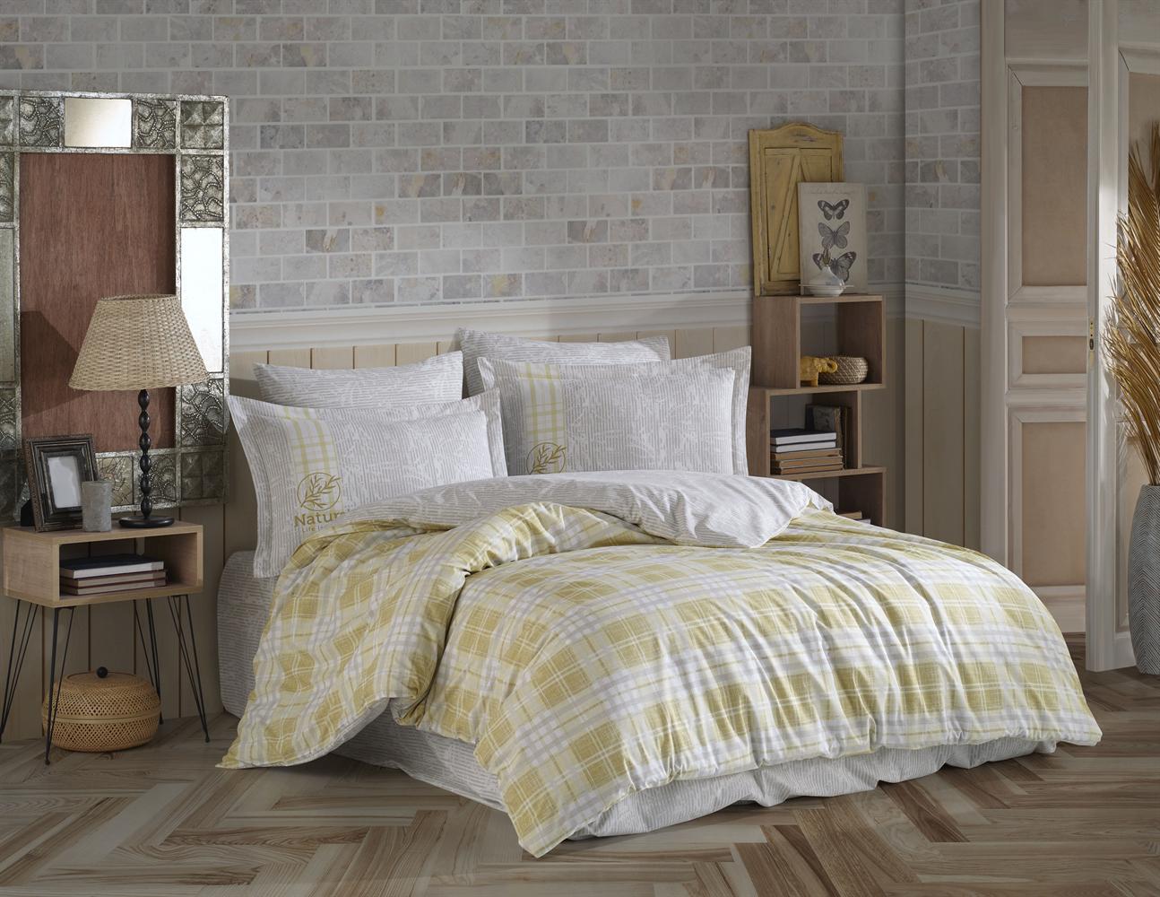 Комплект постільної білизни Hobby Poplin Demin 200х220/50х70 см 2 шт. Жовтий