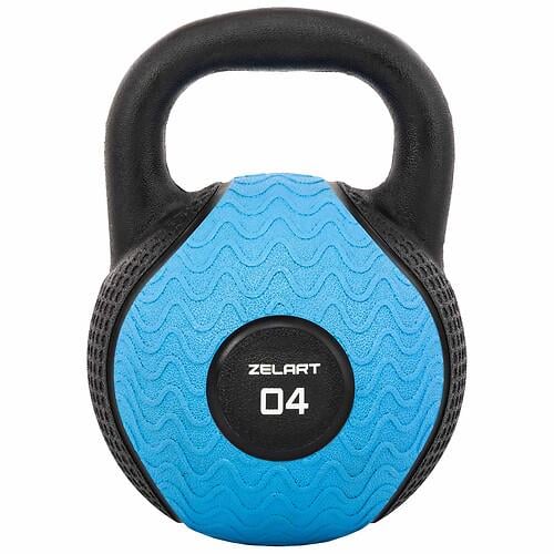 Гиря тренировочная цельная Zelart TA-4757-4 обрезиненная 4 кг Черный (31493096)